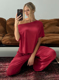 Cozy Hour Sleep Relaxed Pants Red