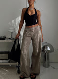 Paltrow Mid Rise Wide Leg Cargo Jeans Washed Brown Petite