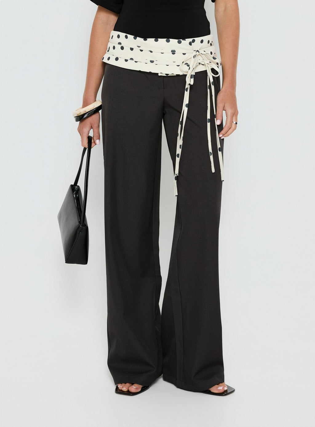Seneca Wrap Pants Charcoal Polka Dot
