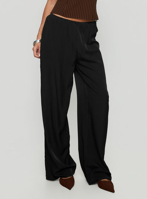 Breina Satin Straight Leg Pants Black