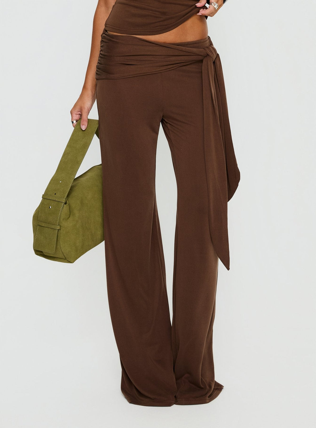Katiana Wrap Jersey Pants Brown