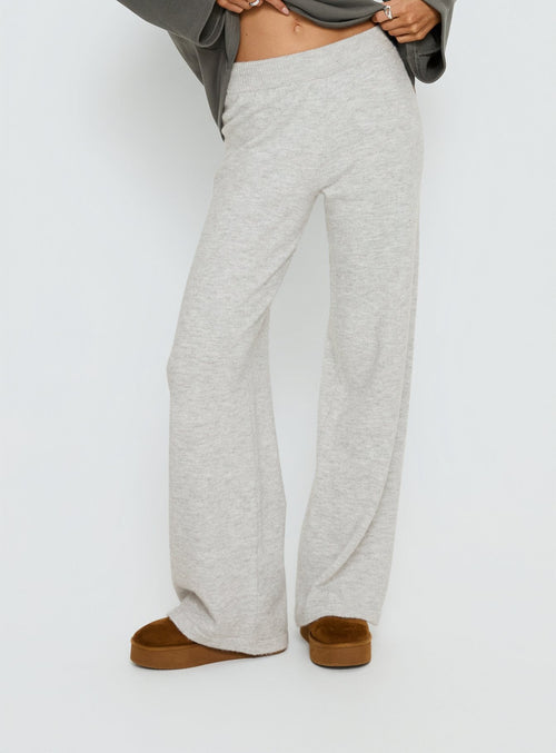 Bekki Wide Leg Knit Pant Grey Marle