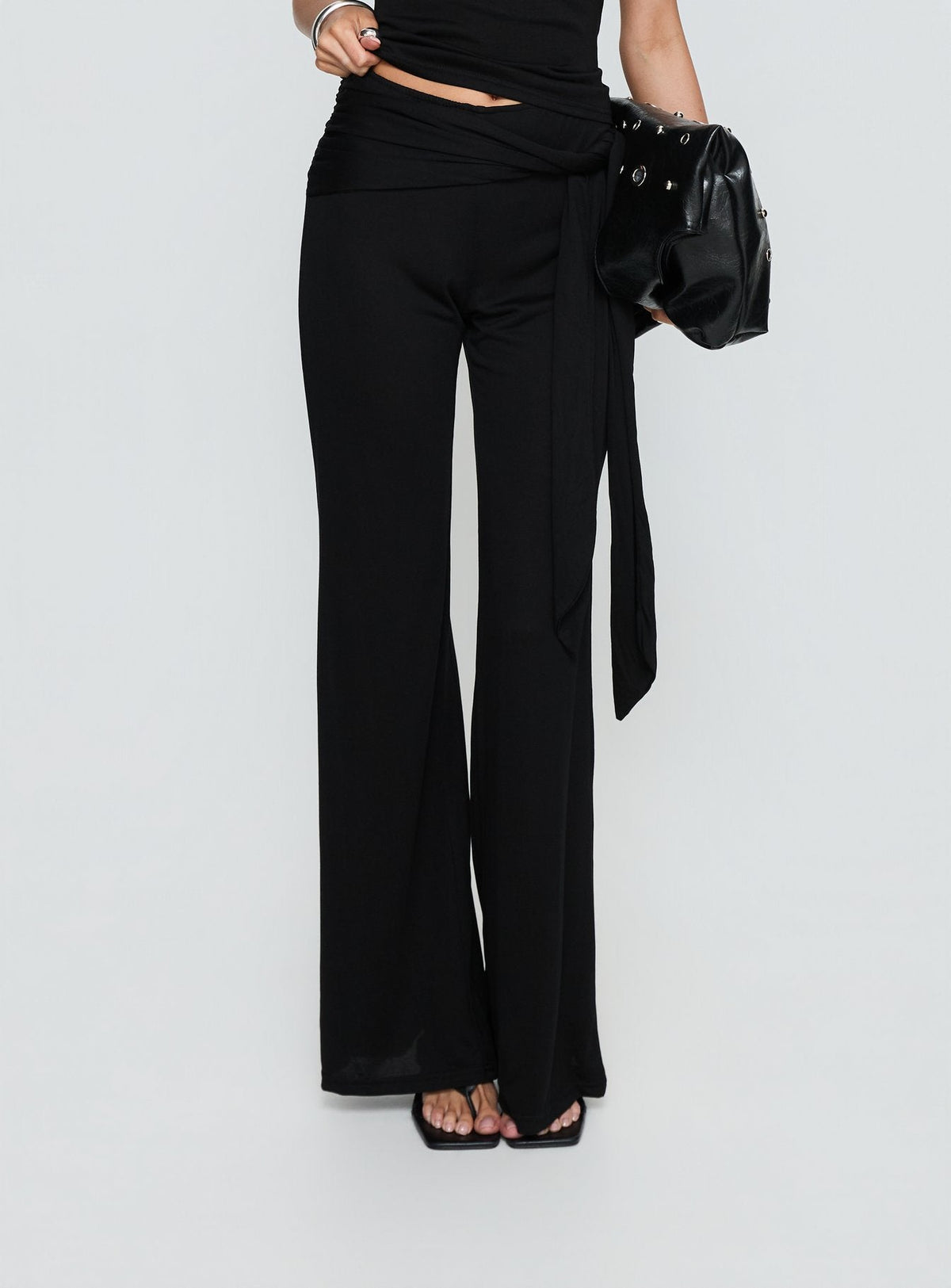Katiana Wrap Jersey Pants Black