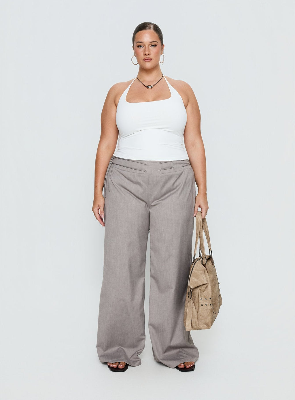 Just Have Fun Wide Leg Pant Grey Curve
