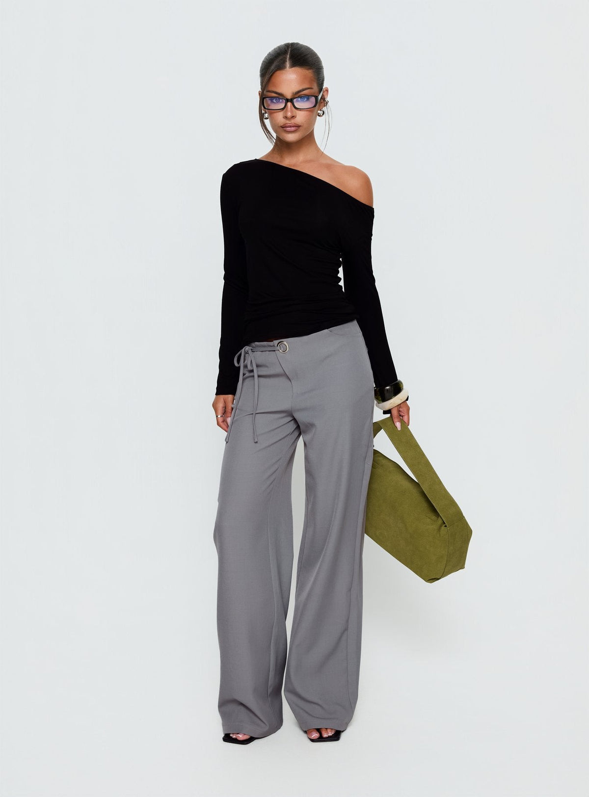 Ikana Tie Side Pants Grey