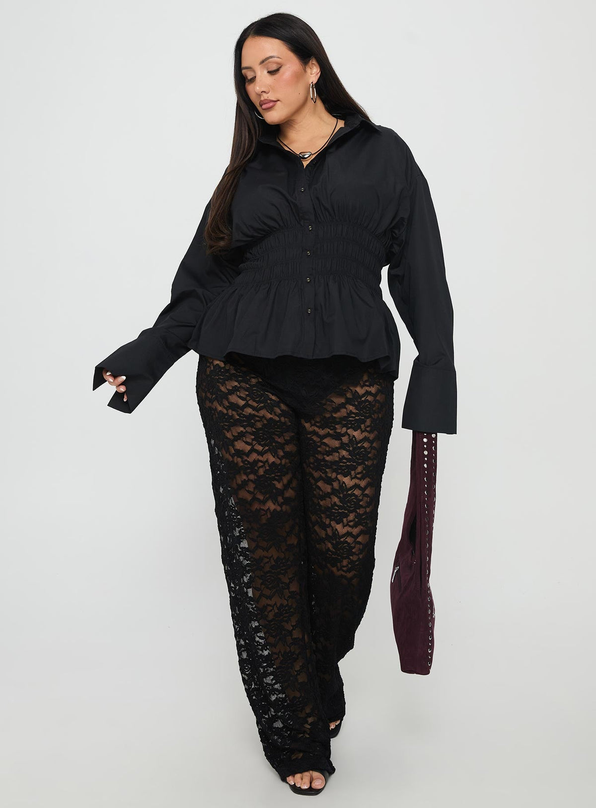 Peru Lace Pants Black Curve