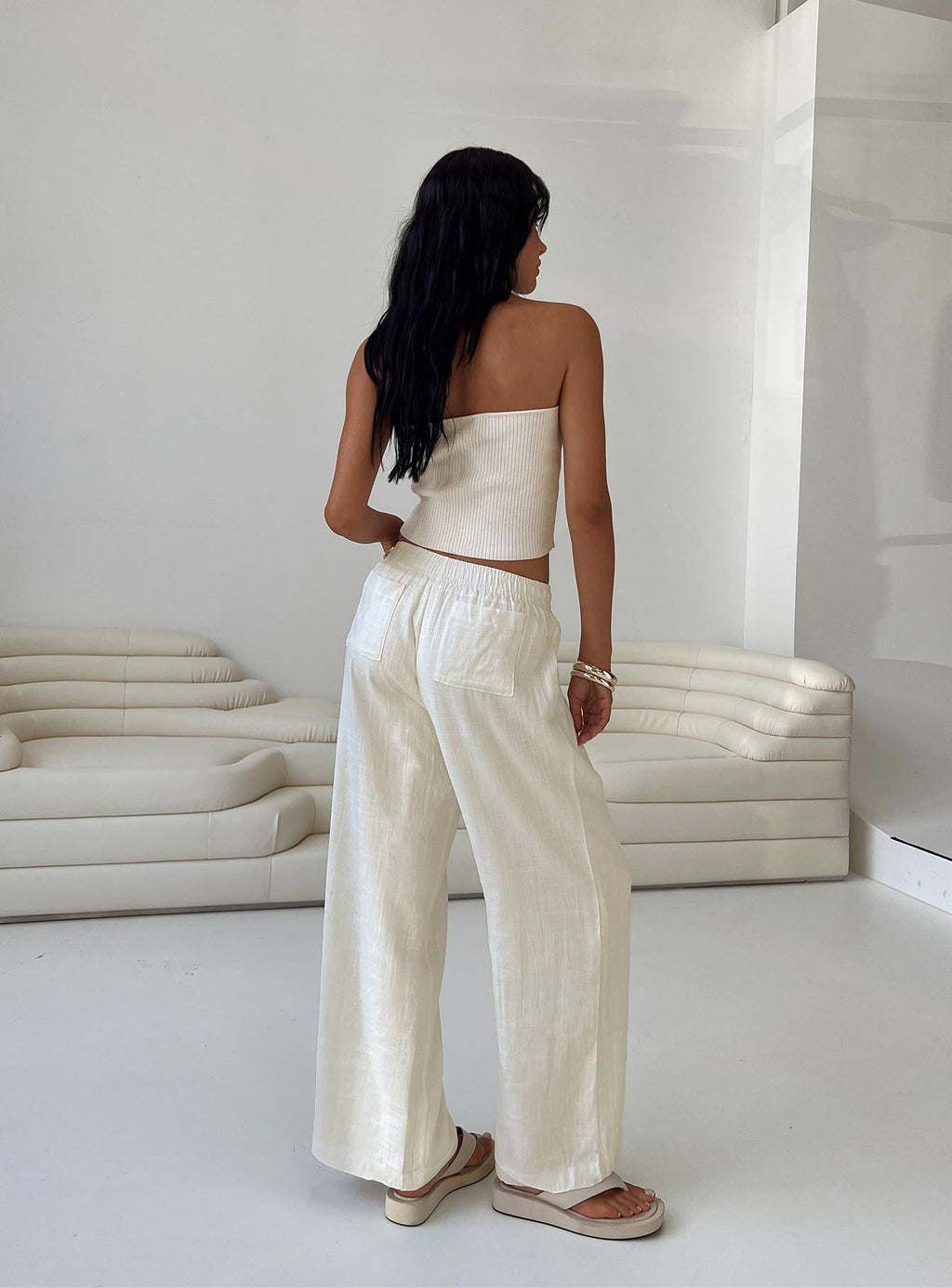Louis Linen Blend Pants Off White