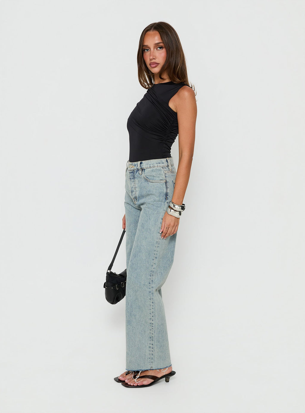 Fawcett High Rise Straight Leg Jeans Light Blue Wash Petite