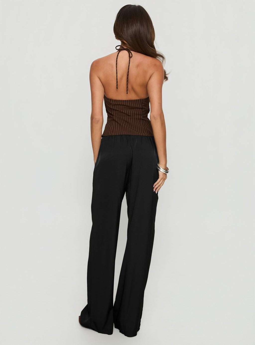 Breina Satin Straight Leg Pants Black