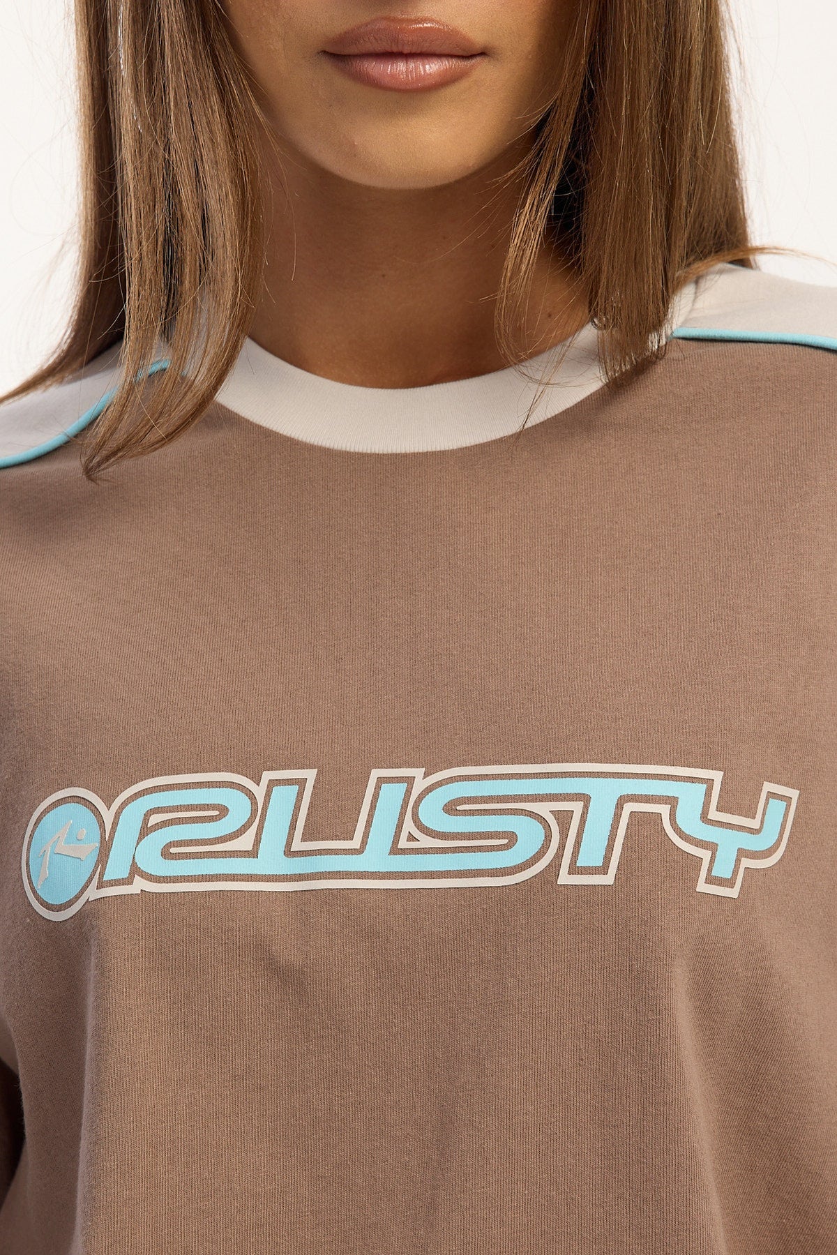 Rusty Timmy Target 220 Oversize Tee Mushroom/Aqua