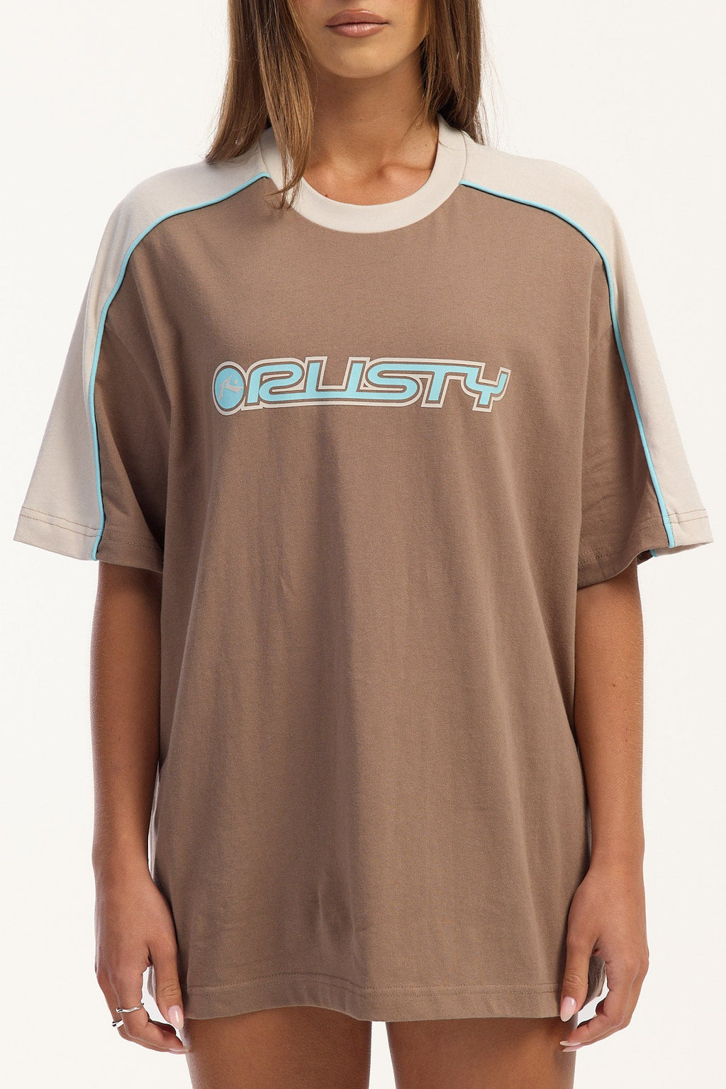 Rusty Timmy Target 220 Oversize Tee Mushroom/Aqua