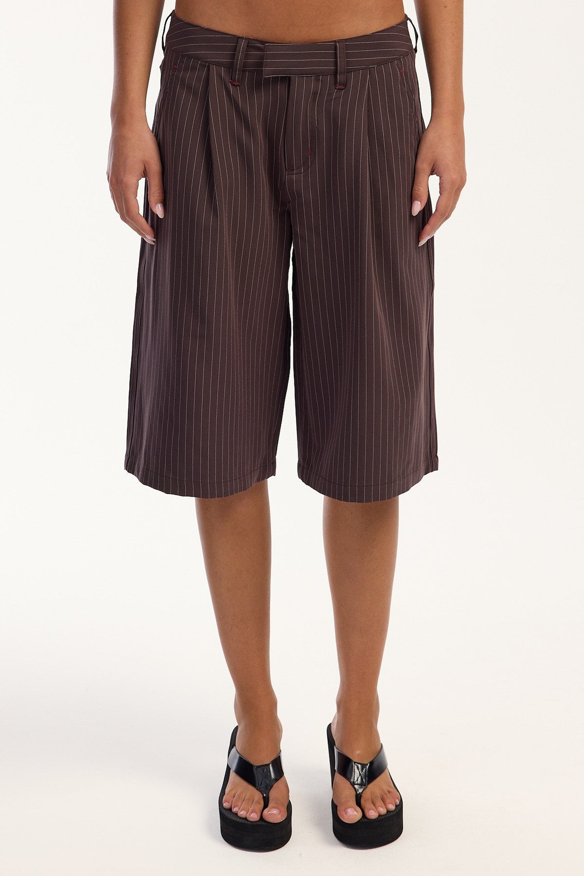 Rusty Big Bad Finance Mommy Low Rise Short Java Pinstripe
