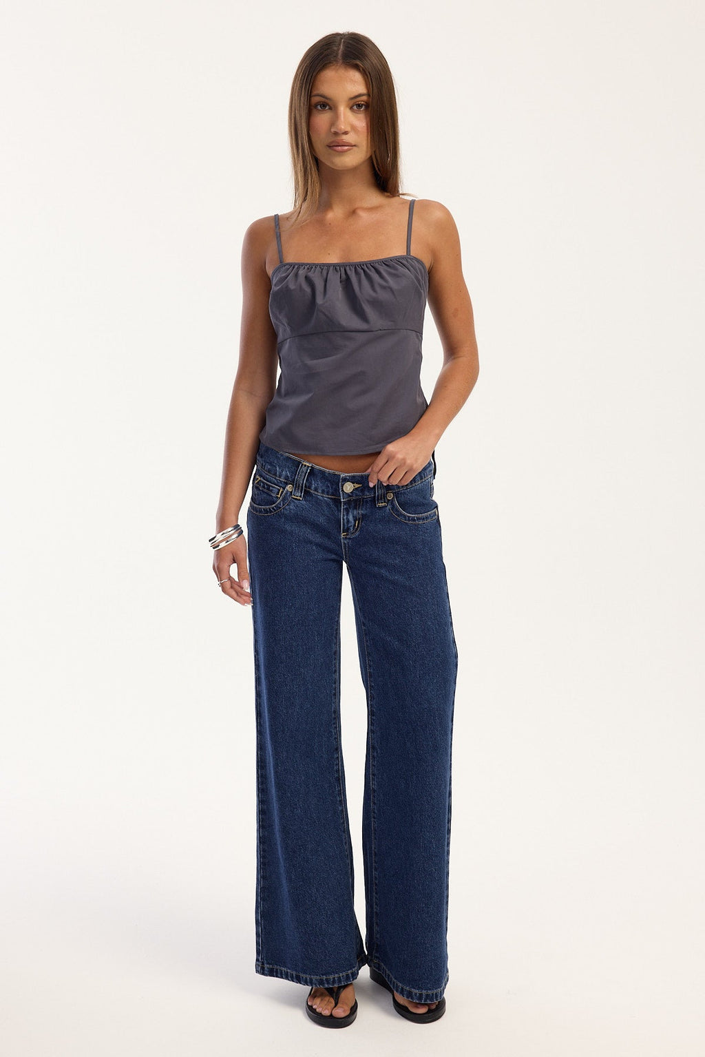 Perfect Stranger Talia Gathered Top Charcoal