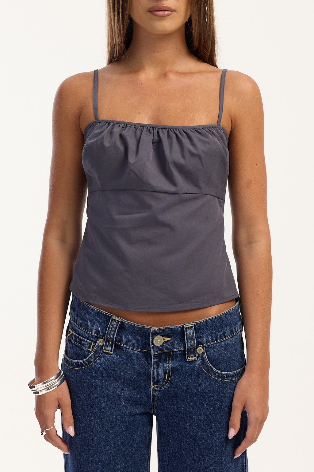 Perfect Stranger Talia Gathered Top Charcoal
