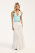 Luck + Trouble Paige Tiered Maxi Skirt White