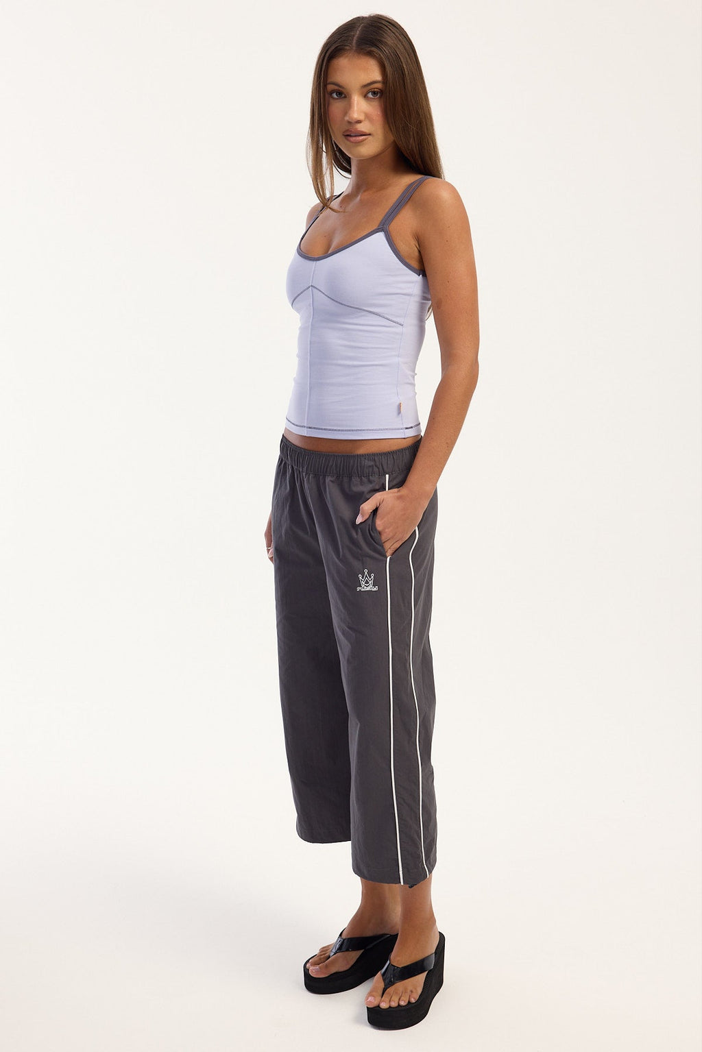 Rusty Played Low Rise Capri Track Pant Carbon