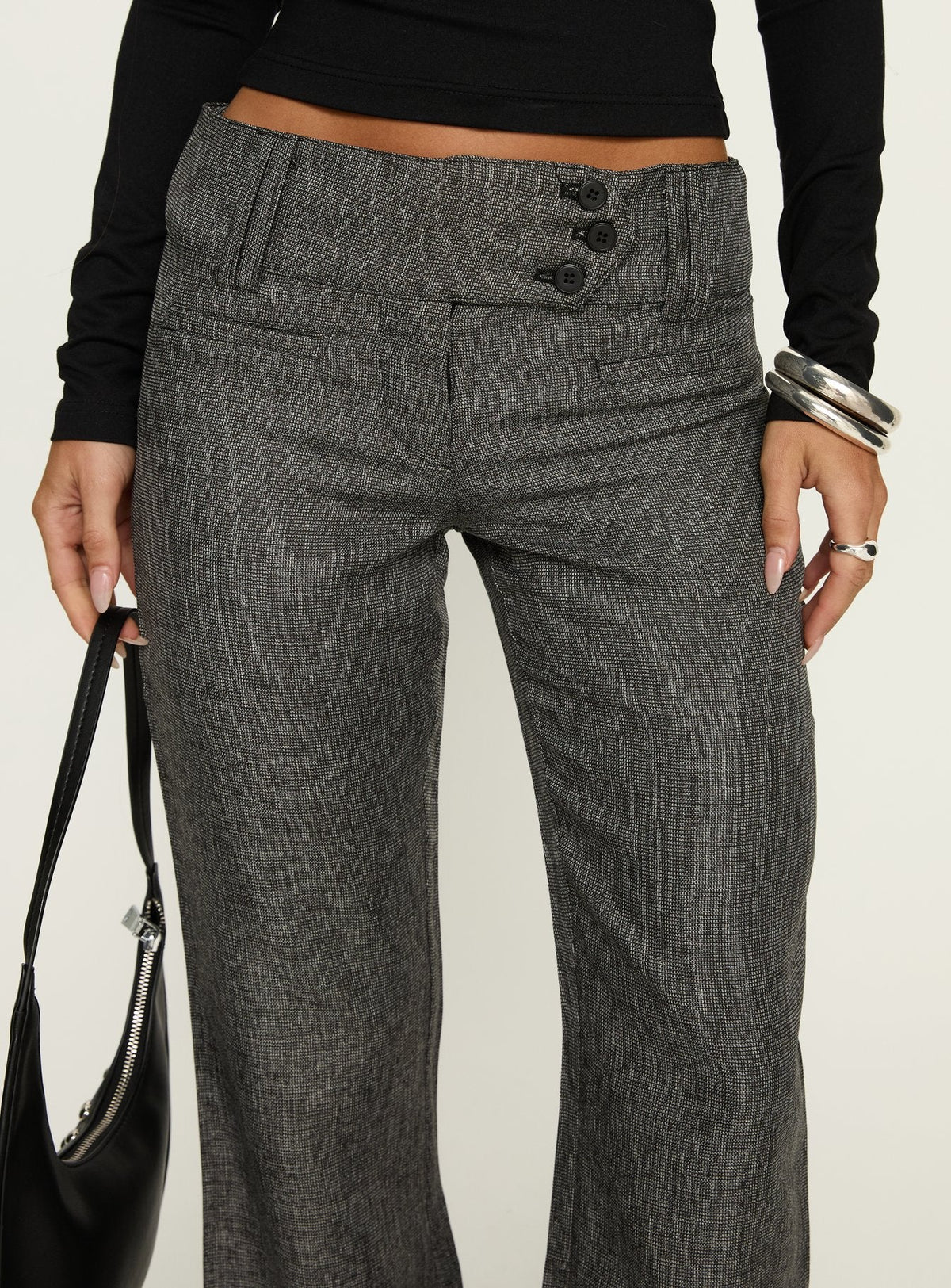 Karola Asymmetrical Buckle Pants Grey