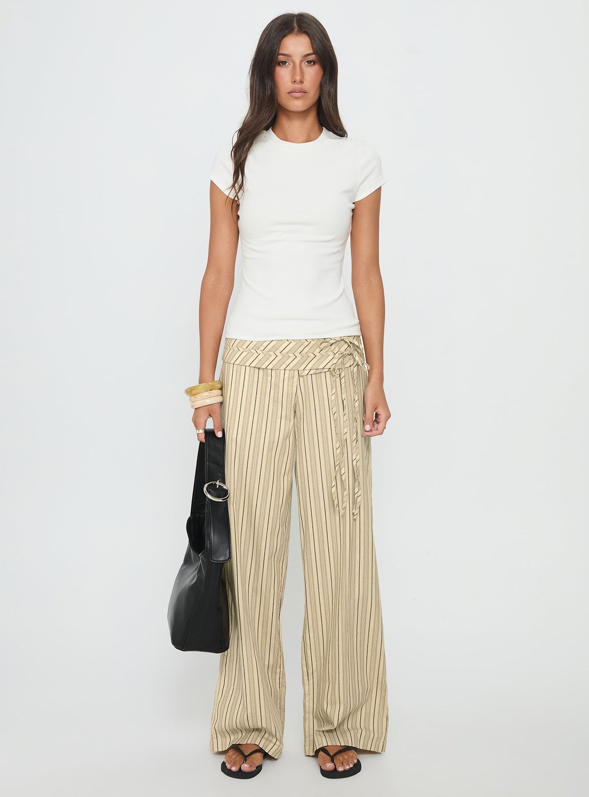 Seneca Wrap Pant Beige Stripe