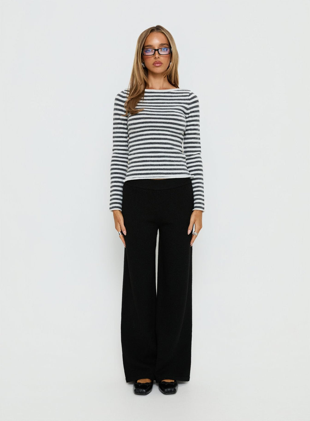 Bekki Wide Leg Knit Pant Black
